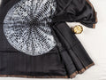 Charcoal Black Tussar Saree with White Circular Motif Design  SS-TS-IG-088